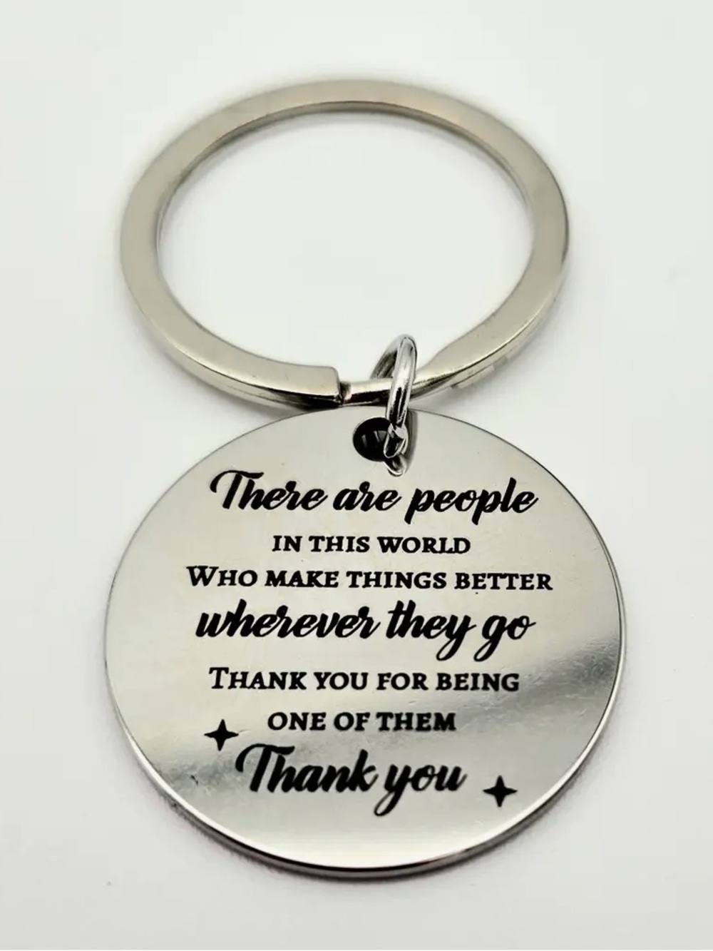 🇺🇸$5🇺🇸 Engraved Inspirational Silver-tone Keychain 1.5 inch NIP